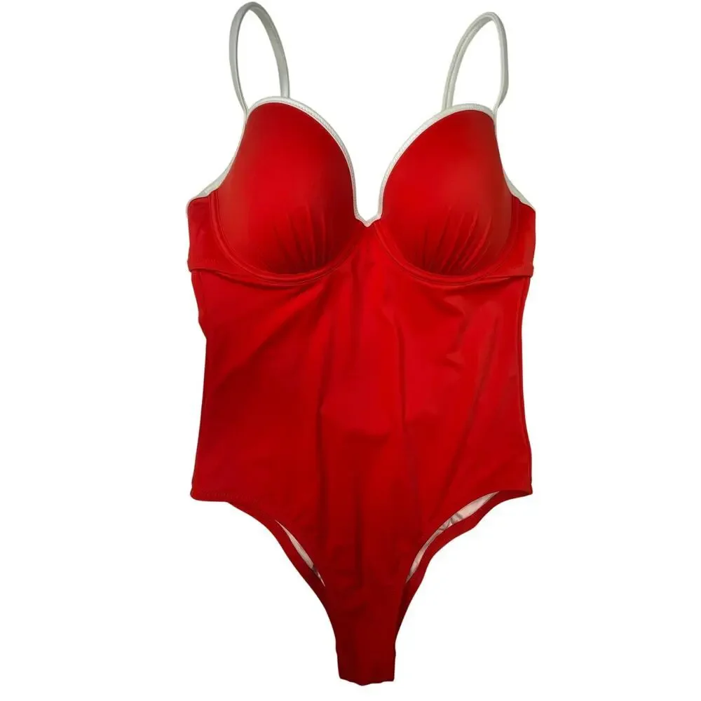 Shade & Shore Cabana Red Light Lift underwire one piece swimsuit size 34D NWOT - Picture 9 of 10